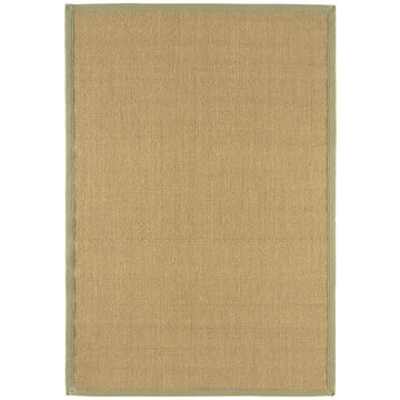 Sisal Modern Plain Cotton Border Natural-Fibre Ribbed Textured Flatweave Natural/Sage Green Rug-Asiatic Carpets-Rug Love - The Most Loved Rug Store